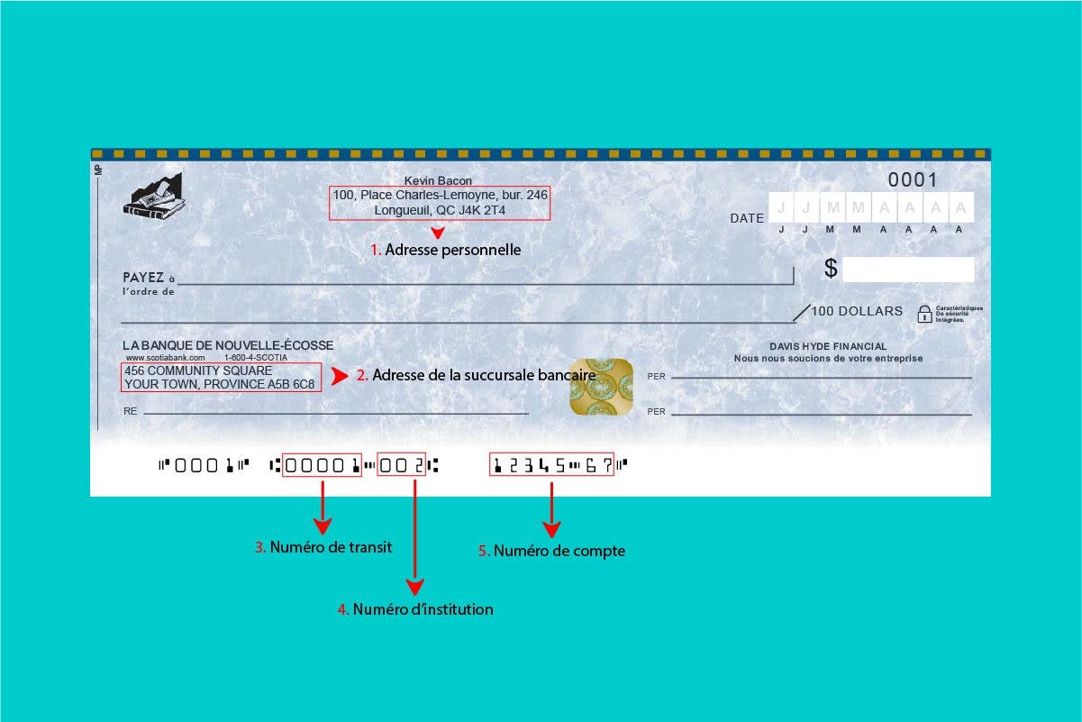 Spécimen de chèque de la Banque Scotia