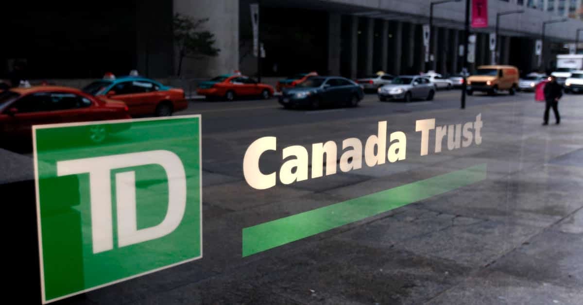 TD Canada Trust a sign on a glasss window