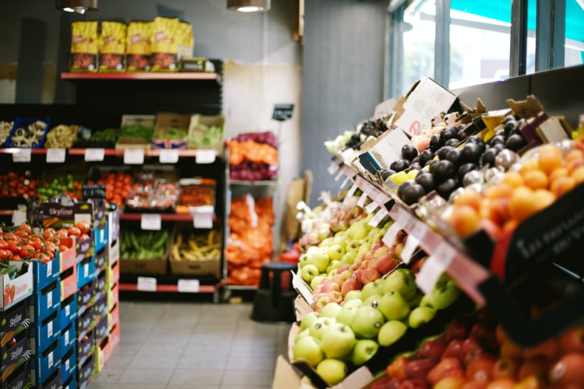 a store with fruit on shelves