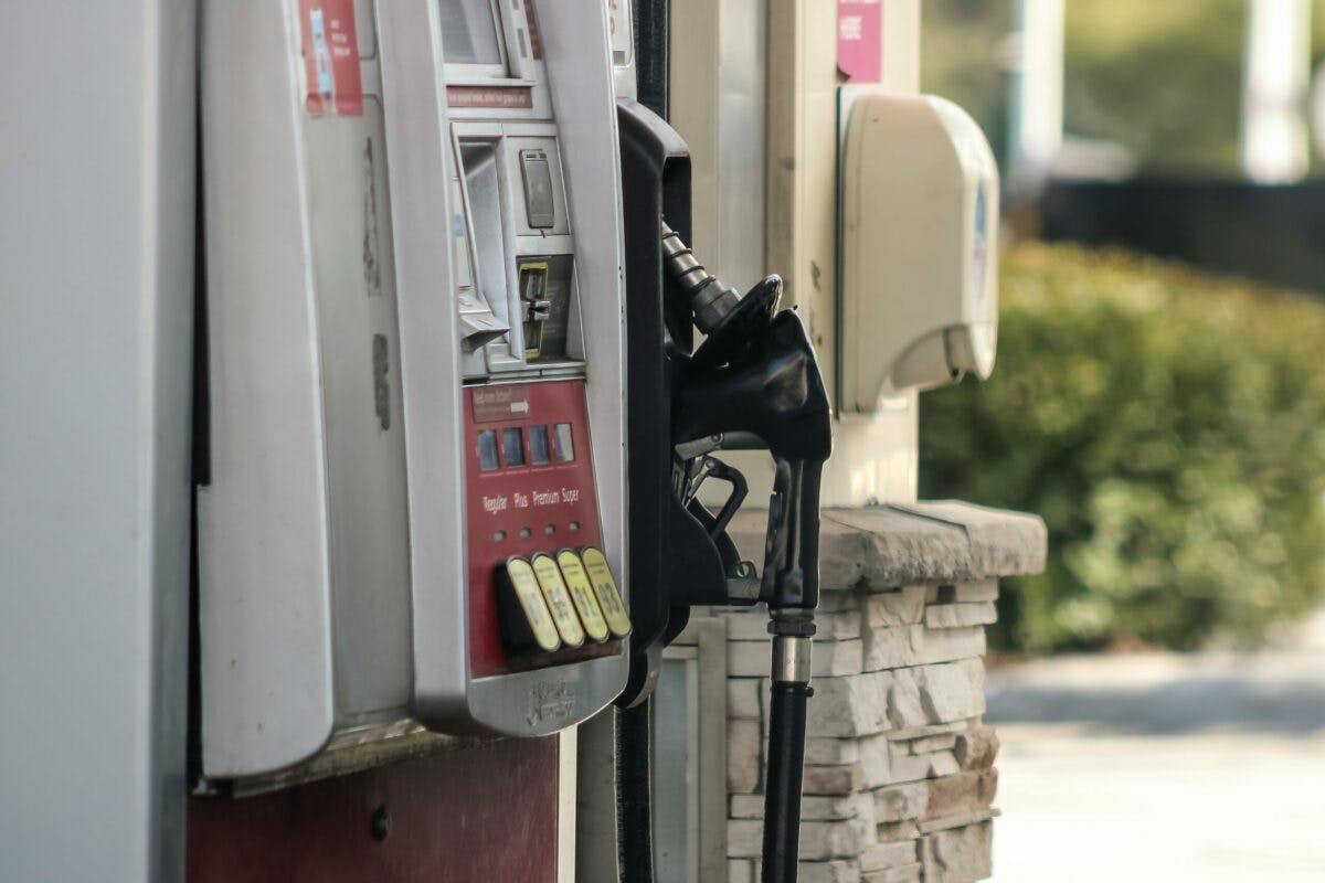 Gas pump in parking lot