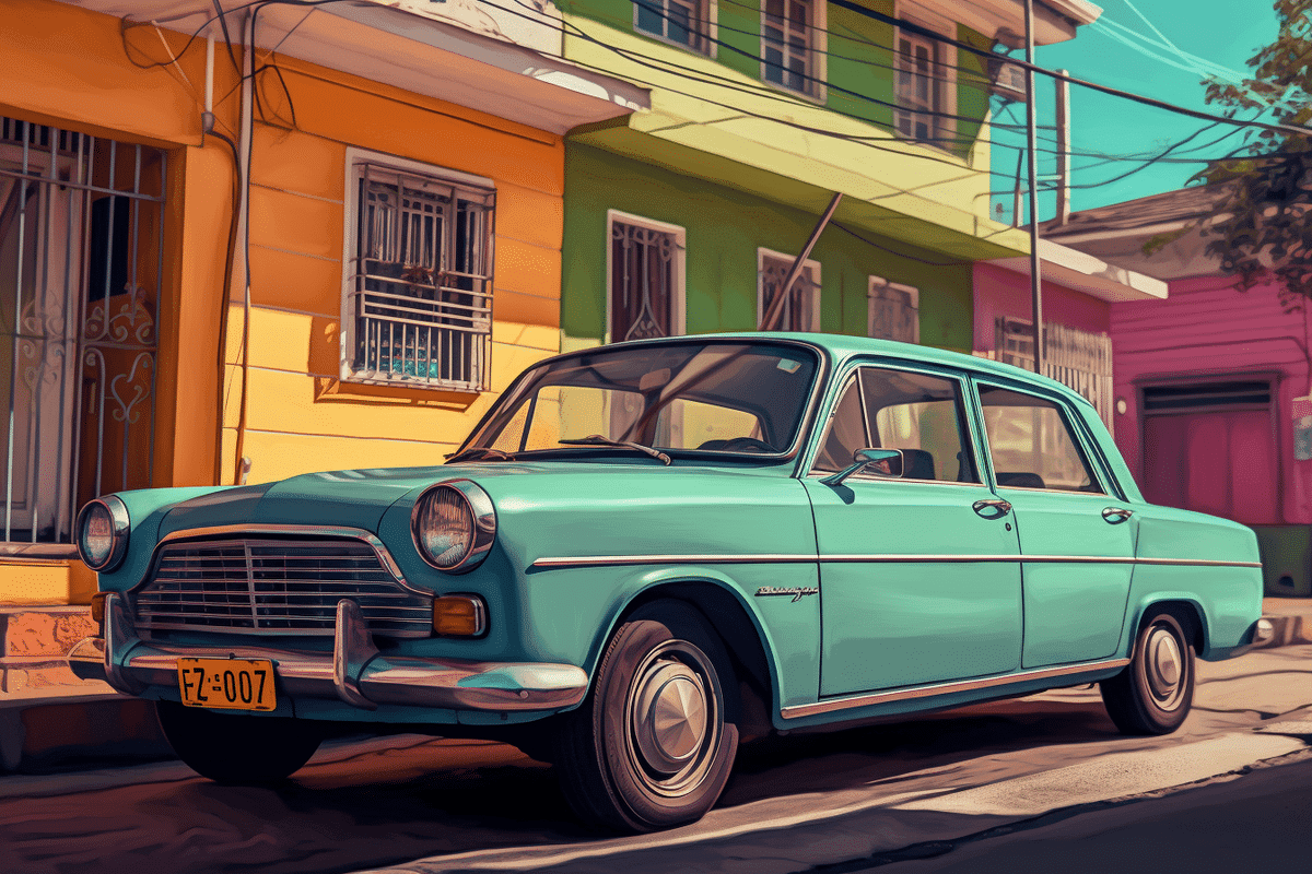 a car parked outside of a house on the road