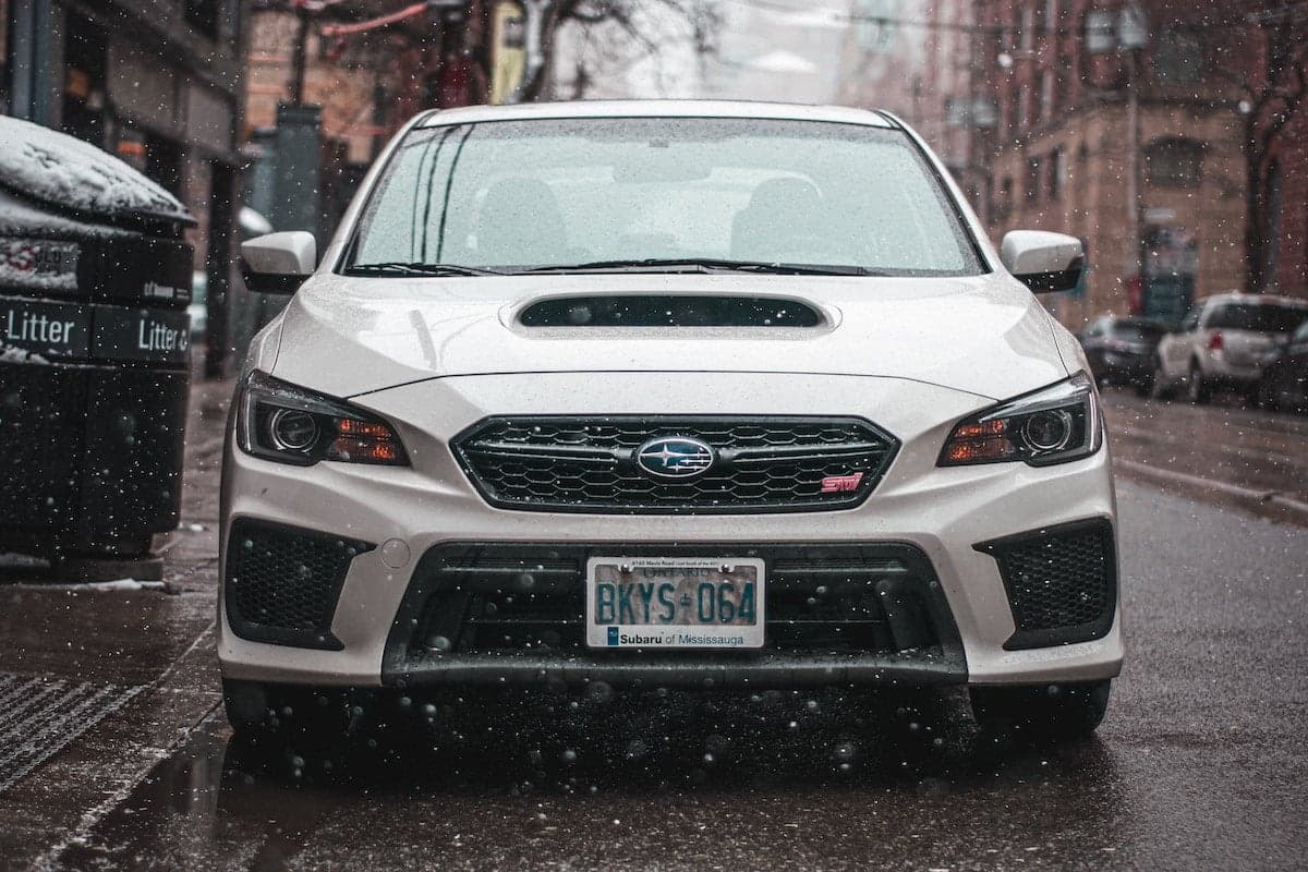 a white car on a street