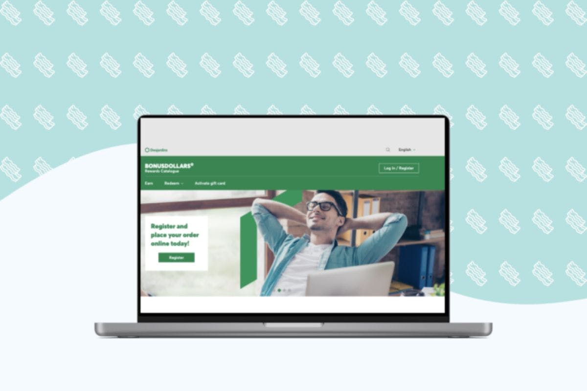 Desjardins BONUSDOLLARS rewards website open on the laptop screen