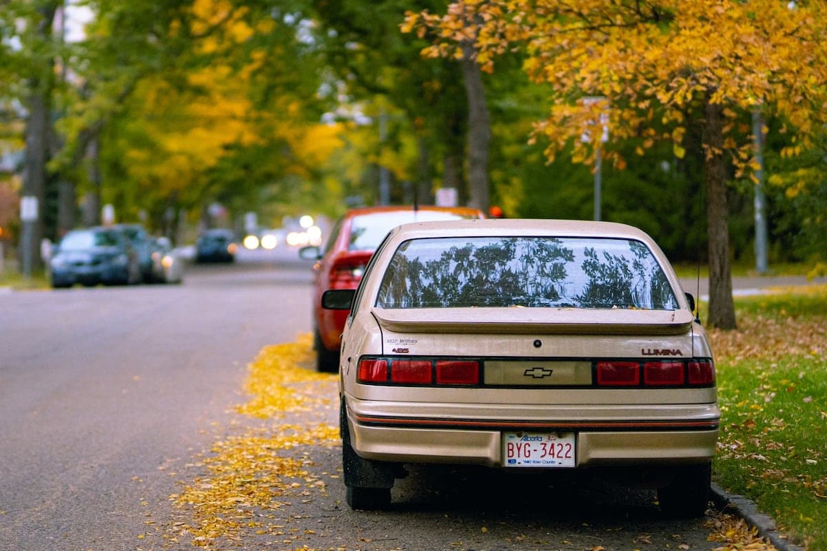 a car parked on the side of a road