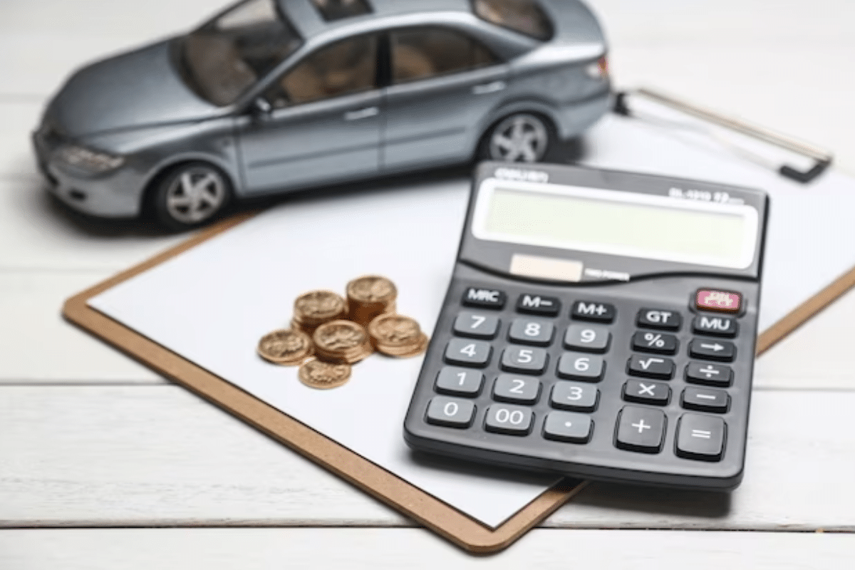 a calculator and a toy car