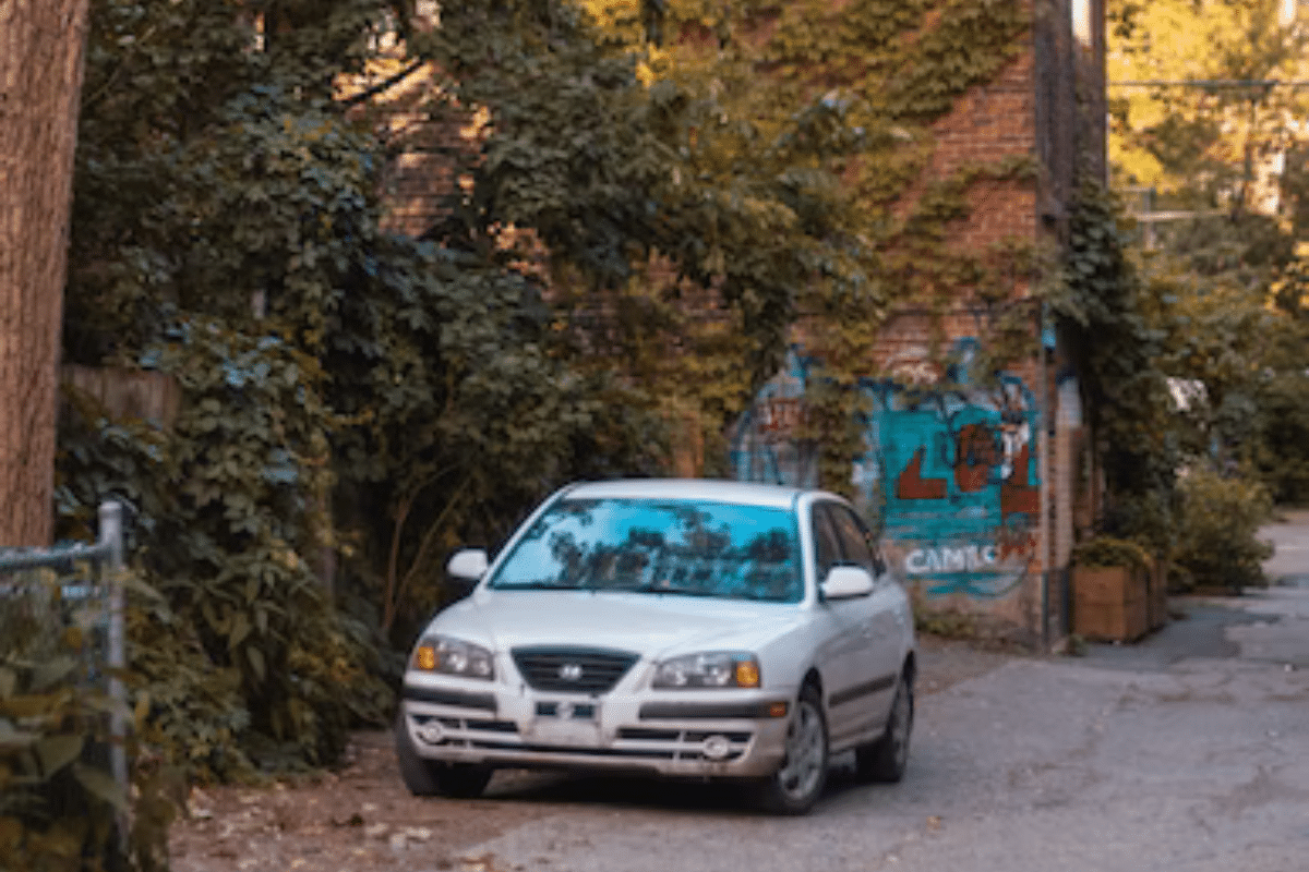 a car parked on a street