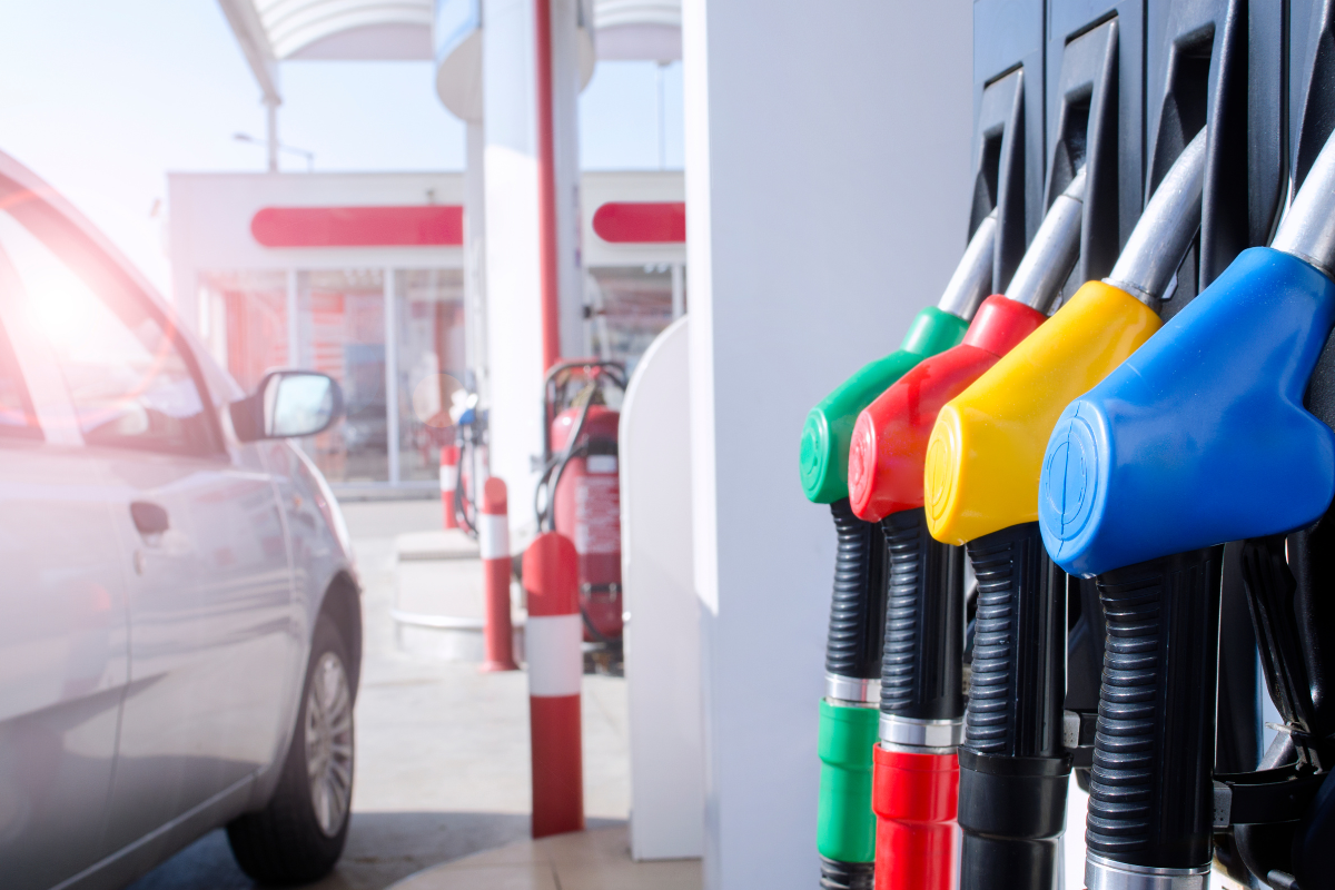 car at a petrol pump